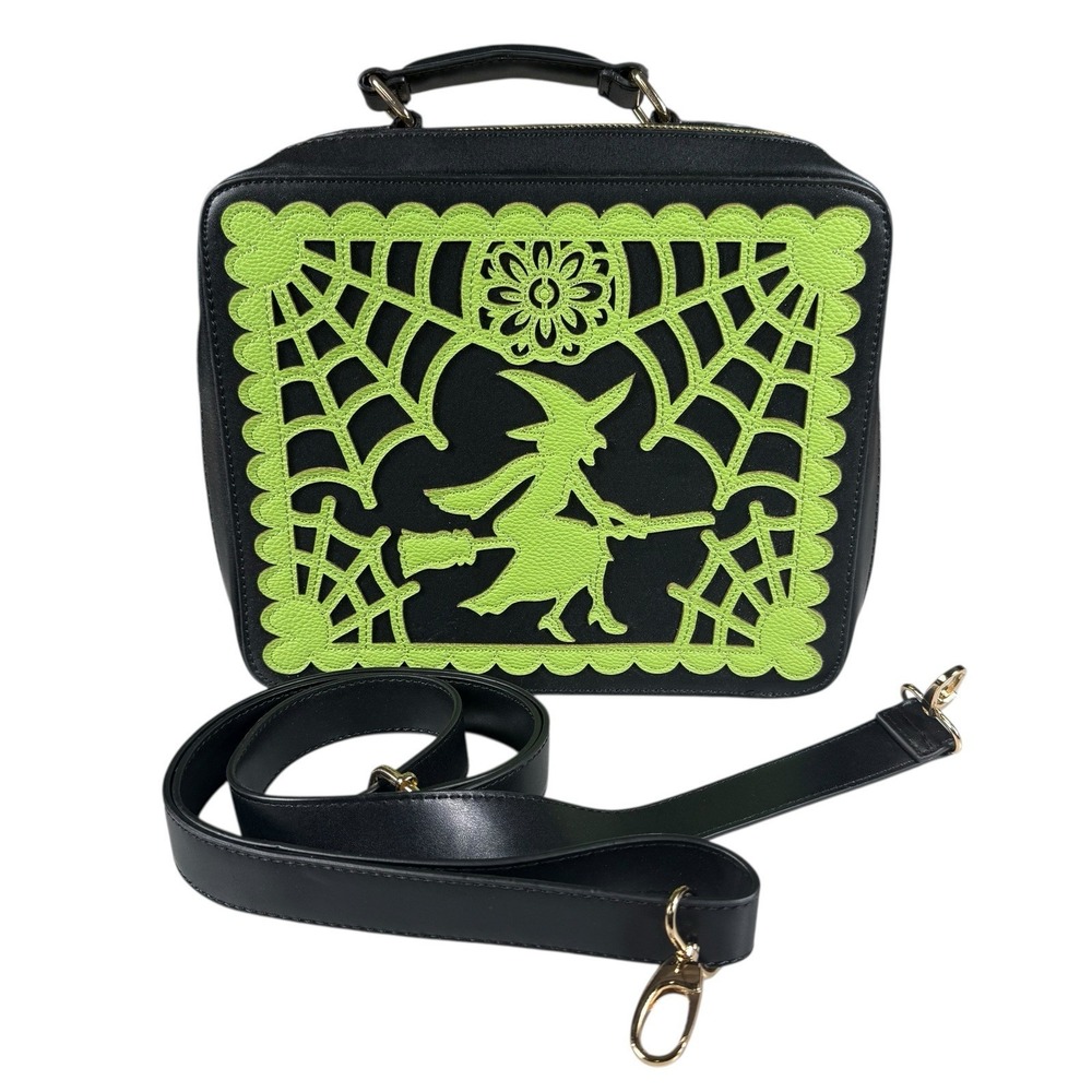 Backstitch Bruja Brujaween Bag Halloween Flying Witch Spiderweb Rare Black Green